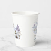 水彩冬の北極動物の赤ちゃんシャワー 紙コップ (左)