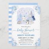 水彩冬の北極動物赤ちゃんシャワー 招待状 (正面/裏面)