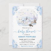 水彩冬の北極動物赤ちゃんシャワー 招待状 (正面)