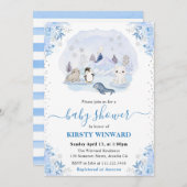 水彩冬の北極動物赤ちゃんシャワー 招待状 (正面/裏面)