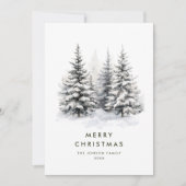 水彩冬の国の風景クリスマス シーズンカード (正面)