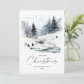 水彩冬の国の風景クリスマス シーズンカード (スタンド正面)