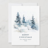 水彩冬の国の風景クリスマス シーズンカード (正面)