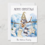 水彩冬の女性格言メリークリスマス シーズンカード (正面)