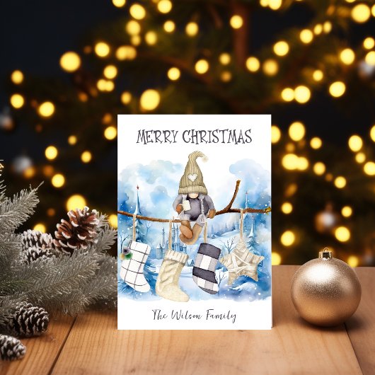 水彩冬の女性格言メリークリスマス シーズンカード