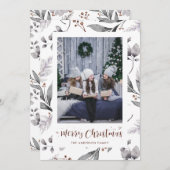 水彩冬の実と緑のクリスマスカード シーズンカード (正面/裏面)