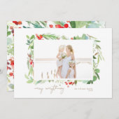 水彩冬の実と緑 シーズンカード (正面/裏面)