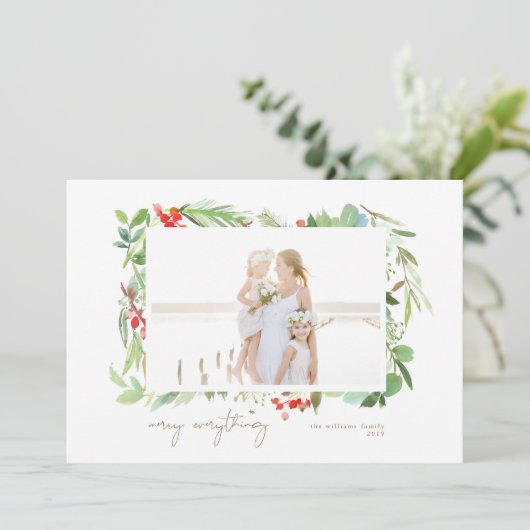 水彩冬の実と緑 シーズンカード (スタンド正面)