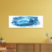 水彩冬の山の風景絵画の キャンバスプリント (インサイチュ (リビング))