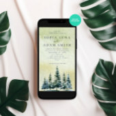 水彩冬の山結婚の木 招待状