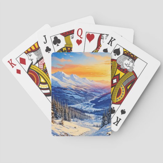 水彩冬の朝のクラシックトランプ トランプ (裏面)