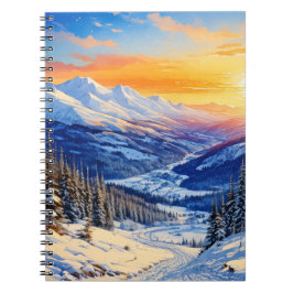 水彩冬の朝のスパイラル ノートブック