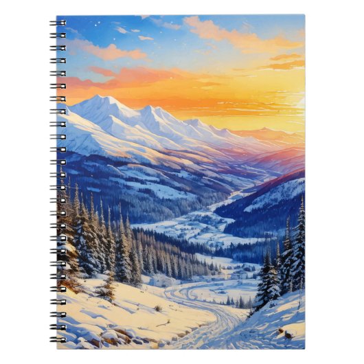 水彩冬の朝のスパイラル ノートブック (正面)