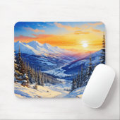 水彩冬の朝、日の出、マウスパッド マウスパッド (マウス)