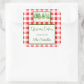 水彩冬の木の赤チェッククッキー スクエアシール (バッグ)