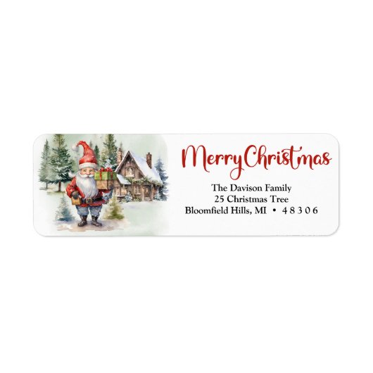 水彩冬の村クリスマス格言 ラベル (正面)