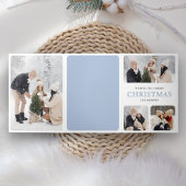 水彩冬の村フォトコラージュクリスマス 三つ折りクリスマスカード