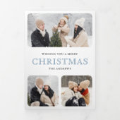 水彩冬の村フォトコラージュクリスマス 三つ折りクリスマスカード (カバー)