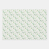 水彩冬の松の花とクリスマスツリー ラッピングペーパーシート (正面3)