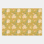 水彩冬の松の花とクリスマスツリー ラッピングペーパーシート (正面2)