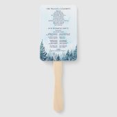 水彩冬の松林の結婚式プログラム ハンドファン (裏面)