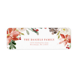 水彩冬の果実と緑 ラベル