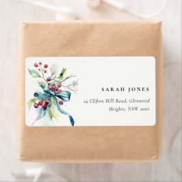 水彩冬の果実クリスマスアドレス ラベル