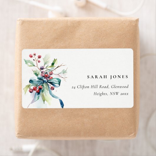 水彩冬の果実クリスマスアドレス ラベル (インサイチュ)