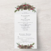 水彩冬の果実パインエレガントな結婚式 オールインワン招待状 (内側)