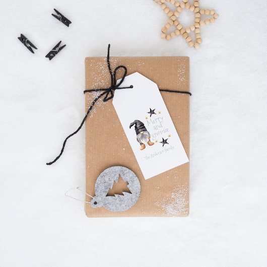 水彩冬の格言バッファローチェックのクリスマス ギフトタグ