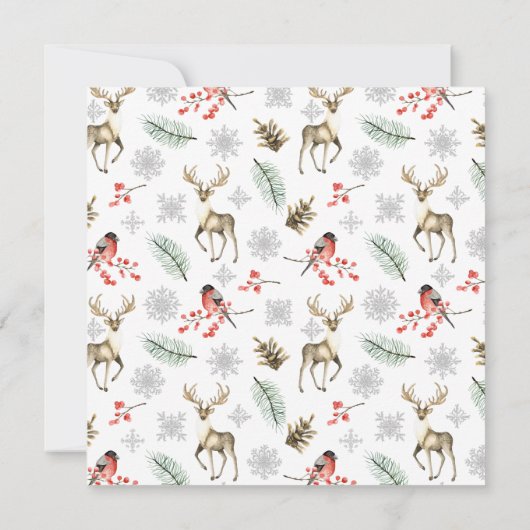 水彩冬の森のキャビンのホリデーオープンハウス 招待状 (裏面)