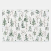 水彩冬の森のクリスマス素朴 ラッピングペーパーシート (正面)