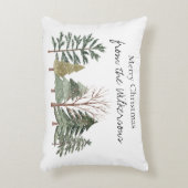 水彩冬の森のシンプル木々 アクセントクッション (正面(垂直))