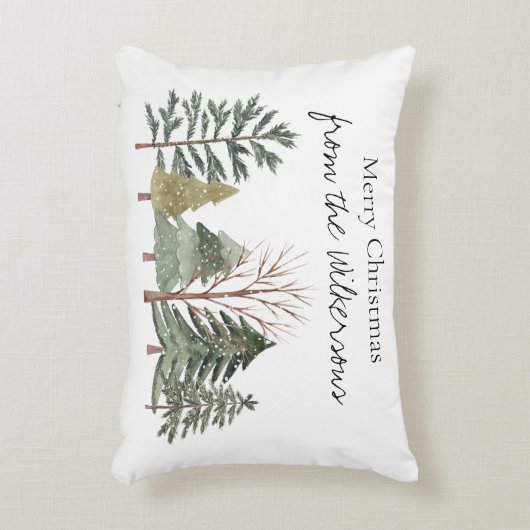 水彩冬の森のシンプル木々 アクセントクッション (正面(垂直))
