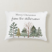 水彩冬の森のシンプル木々 アクセントクッション (裏面)
