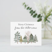 水彩冬の森のシンプル木々 ポストカード (スタンド正面)