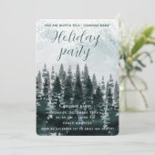 水彩冬の森のホリデーパーティー企業の 招待状 (スタンド正面)
