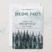 水彩冬の森のホリデーパーティー企業の 招待状 (正面)
