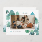 水彩冬の森の休日の写真はがき シーズンポストカード (正面/裏面)