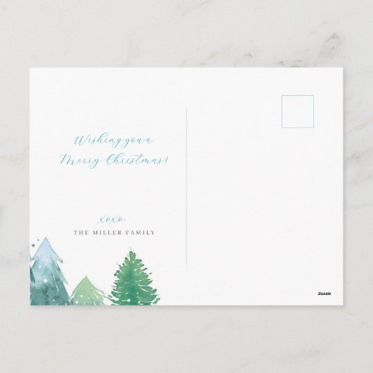 水彩冬の森の休日の写真はがき シーズンポストカード (裏面)