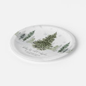 水彩冬の森の灰色の赤ちゃんシャワー ペーパープレート (アングル)