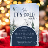 水彩冬の森の熊とフクロウの赤ちゃんシャワー 招待状