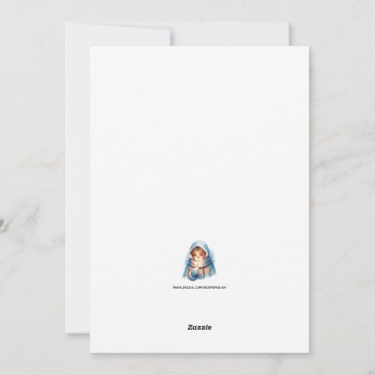 水彩冬の森の雪の平らなホリデーカード シーズンカード (裏面)