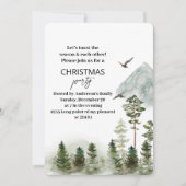 水彩冬の森の鹿のクリスマスパーティー 招待状 (正面)