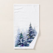 水彩冬の森クリスマスツリーモダン病 バスタオルセット (ハンドタオル)
