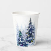 水彩冬の森クリスマスツリーモダン病 紙コップ (裏面)
