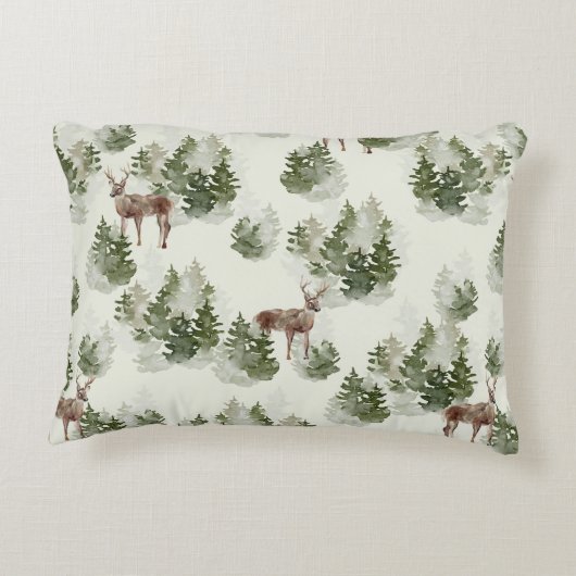 水彩冬の森シームレスパターン アクセントクッション (裏面)