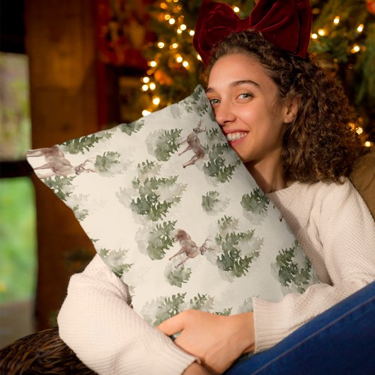 水彩冬の森シームレスパターン アクセントクッション