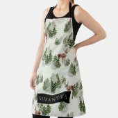 水彩冬の森シームレスパターン エプロン (インサイチュ)