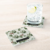 水彩冬の森シームレスパターン ガラスコースター (アングル)